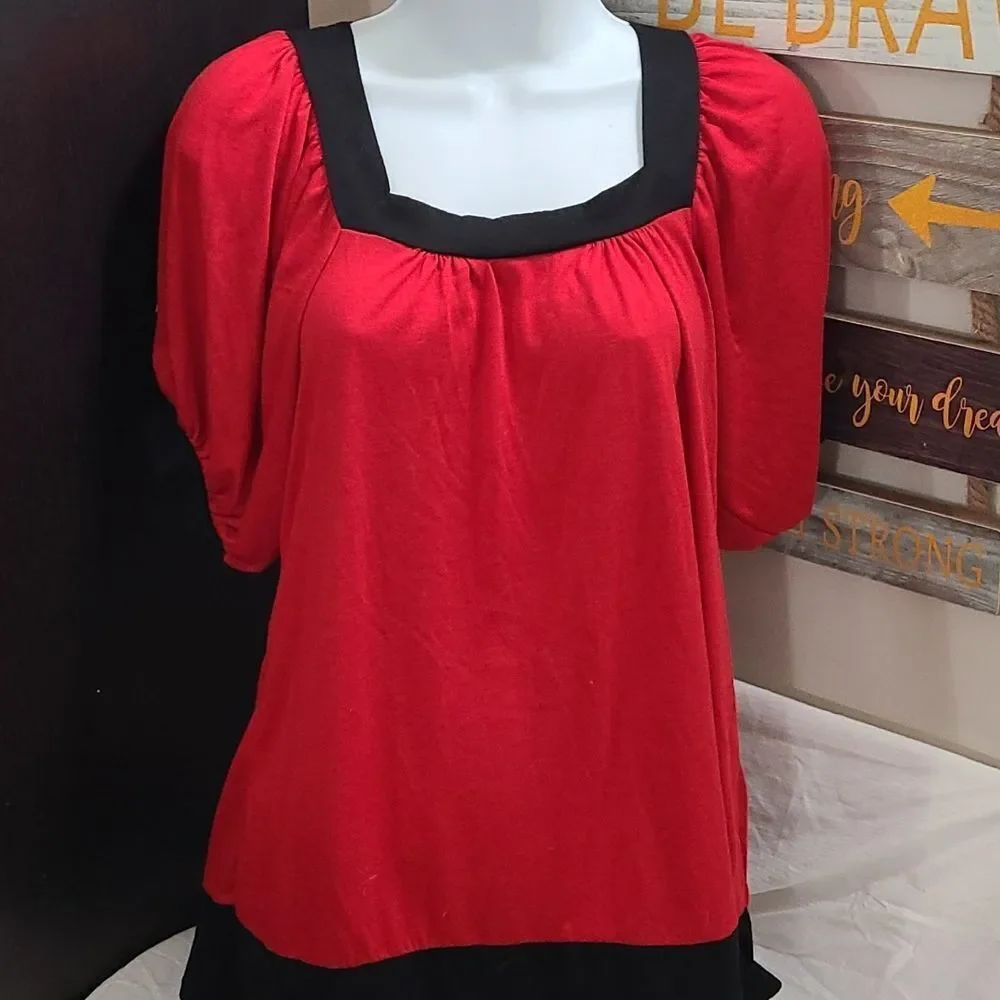 Rue21 Red and Black Blouse Large